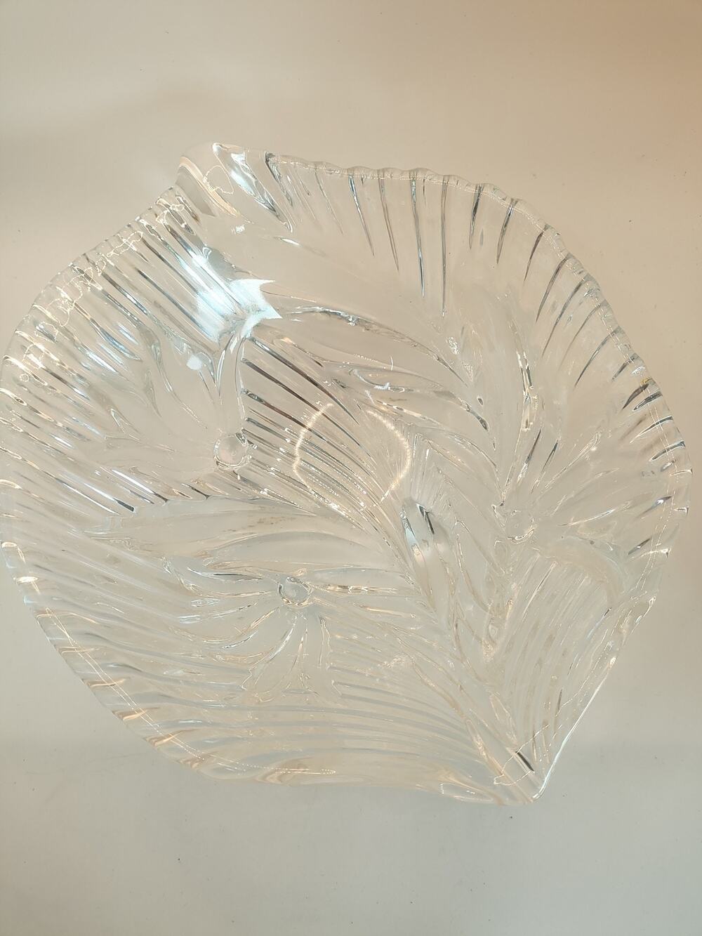 Vintage Mikasa Belle Epoque Swirl Leaf Crystal Low Bowl/Console/Centerpiece